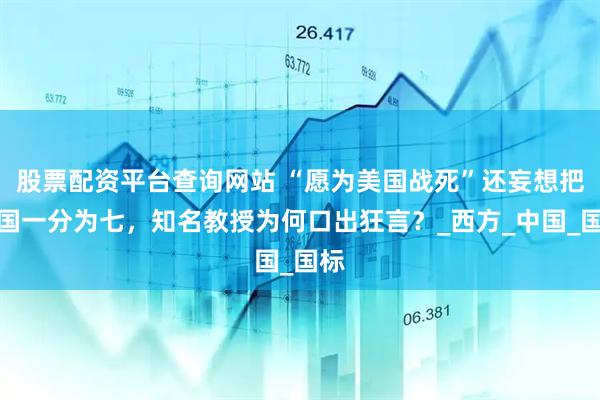 股票配资平台查询网站 “愿为美国战死”还妄想把我国一分为七，知名教授为何口出狂言？_西方_中国_国标